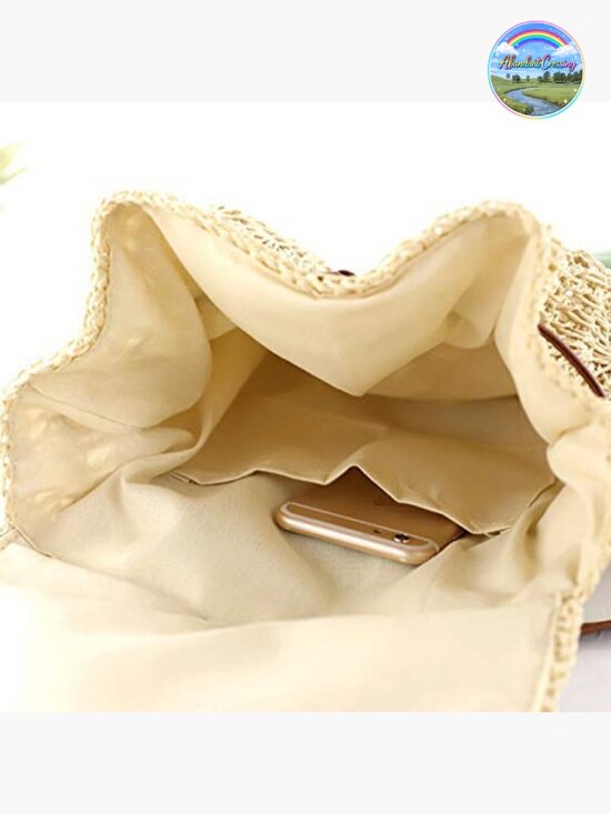 Women Paper Straw Woven Backpack Flap Drawstring Shoulder Bag Beach Daypack